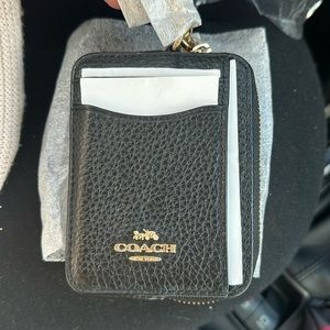 Coach zip card case in black